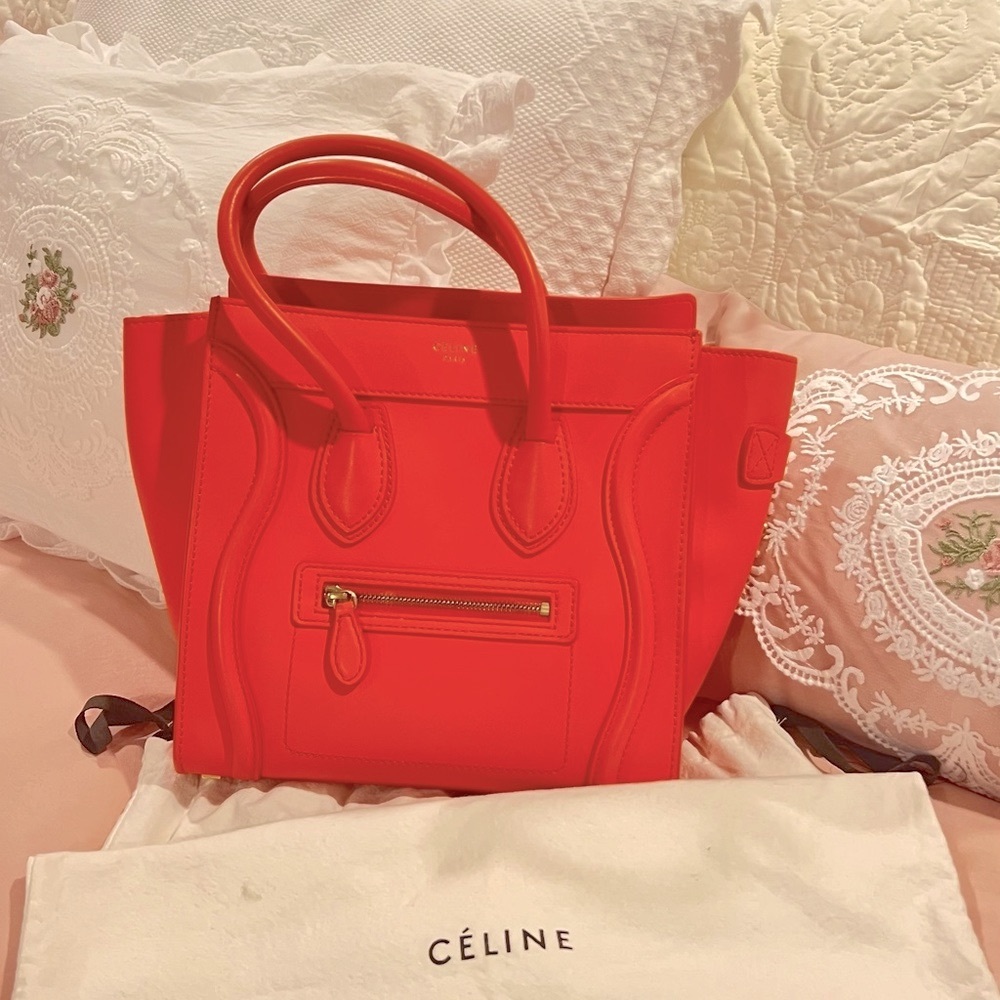🔥❤️CELINE MICRO LUGGAGE HANDBAG IN DRUMMED CALFSKIN. ABSOLUTELY GORGEOUS RARE